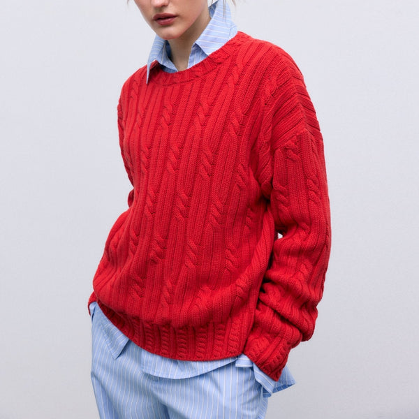THE NEW SOCIETY Bluebell Cotton Jumper in Tulip Red