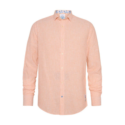 A FISH NAMED FRED Linen Stripe Shirt in Orange