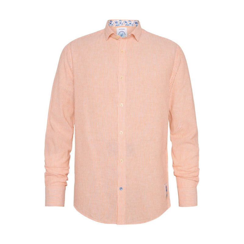 A FISH NAMED FRED Linen Stripe Shirt in Orange