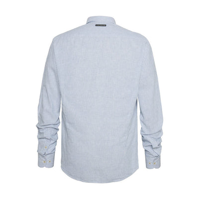 A FISH NAMED FRED Linen Stripe Shirt in Cobalt