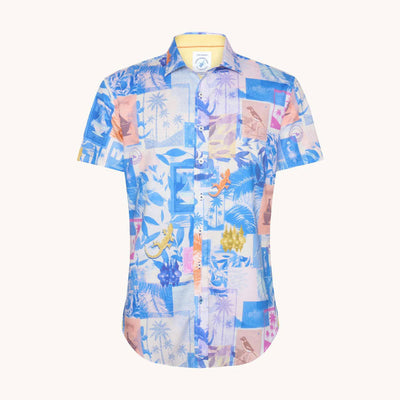 A FISH NAMED FRED Collage Short Sleeve Shirt in Multicolour