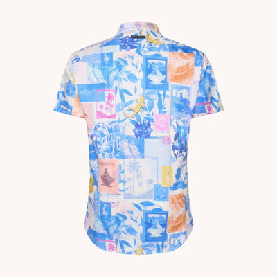 A FISH NAMED FRED Collage Short Sleeve Shirt in Multicolour