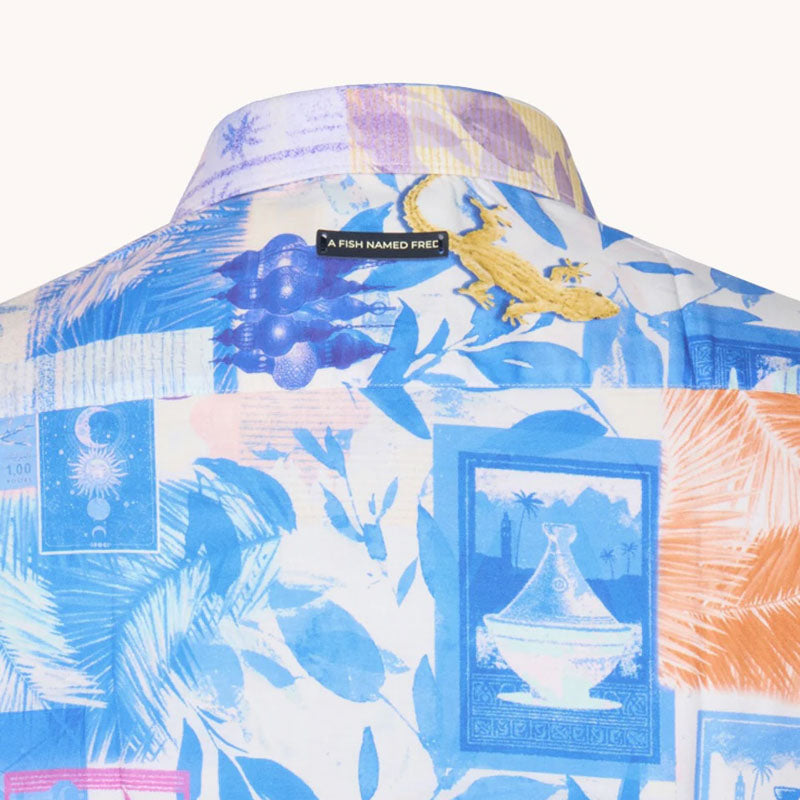 A FISH NAMED FRED Collage Short Sleeve Shirt in Multicolour