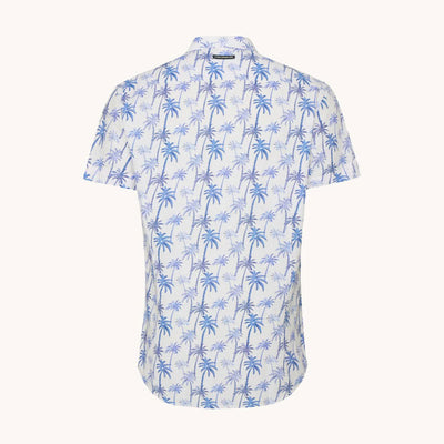 A FISH NAMED FRED Palm Trees Short Sleeve Shirt in Off White