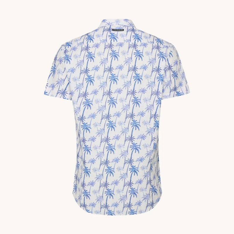 A FISH NAMED FRED Palm Trees Short Sleeve Shirt in Off White