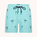 A FISH NAMED FRED Palm Tree Swimshort in Aqua Blue