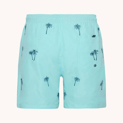 A FISH NAMED FRED Palm Tree Swimshort in Aqua Blue