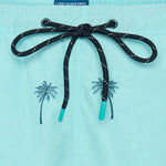 A FISH NAMED FRED Palm Tree Swimshort in Aqua Blue