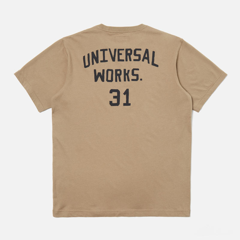 UNIVERSAL WORKS Jersey Print T Shirt in Sand