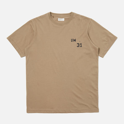UNIVERSAL WORKS Jersey Print T Shirt in Sand