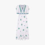 PINK CITY PRINTS Alicia Hand Embroidered Cotton Dress in Provencal Perfume