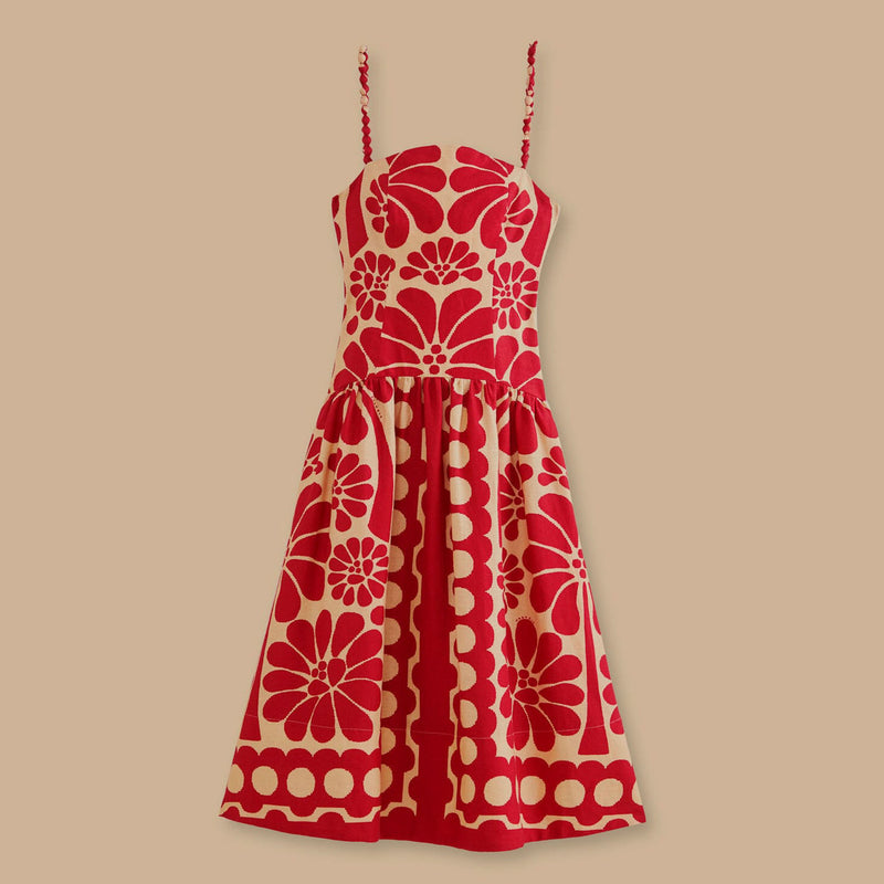 Palermo Sleeveless Midi Dress in Red