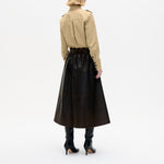 BAUM UND PFERDGARTEN Saimi Leather Button Detail Skirt in Mole Brown