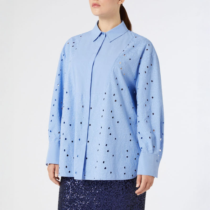 PERSONA BY MARINA RINALDI Grolla Shirt in Blue Lace