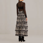 Pasley Bloom Tiered Skirt in Black
