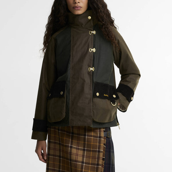 BARBOUR Hazelwood Wax Jacket in Beech/Fern/Mixed Tartan