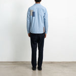 EDMMOND STUDIOS Meet & Grid Patch Cotton Shirt in Plain Steel