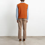EDMMOND STUDIOS Paris V Neck Wool Mix Vest in Plain Orange