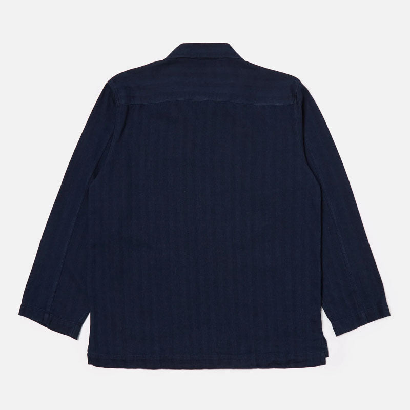 UNIVERSAL WORKS Smock Overshirt in Herringbone Indigo
