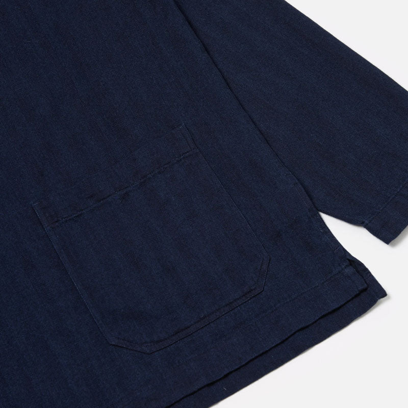 UNIVERSAL WORKS Smock Overshirt in Herringbone Indigo