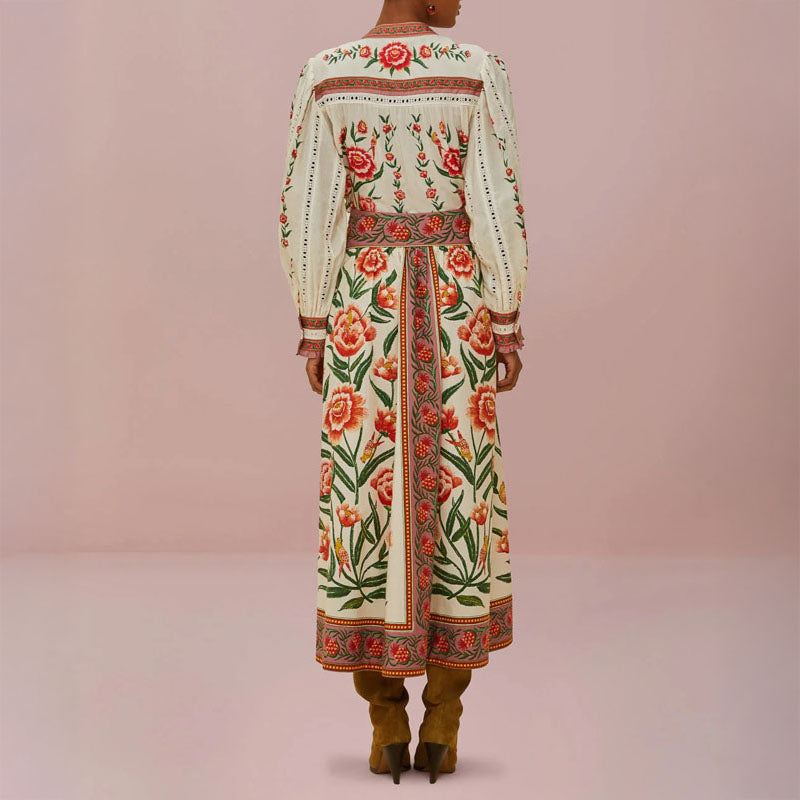 FARM RIO Ainika Delicate Off-White Midi Skirt