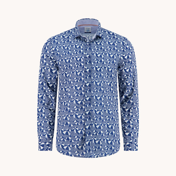 A FISH NAMED FRED Sunshade Shirt in Cobalt
