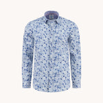 A FISH NAMED FRED Flower Lines Shirt in Cobalt