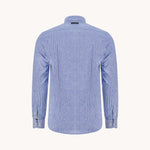 A FISH NAMED FRED Linen Stripe Shirt in Cobalt