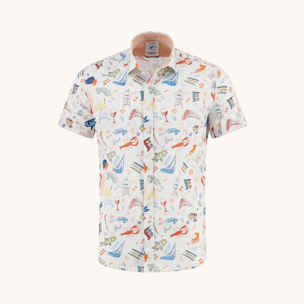 A FISH NAMED FRED Short Sleeve Doodle Shirt in Multi