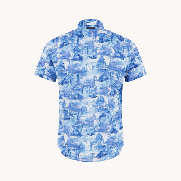 A FISH NAMED FRED Short Sleeve Island Shirt in Cobalt