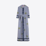 VILAGALLO Ikat Print and Palm Trees Dress in Blue