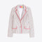 VILAGALLO Striped Jacket with Red Trim in White/Navy