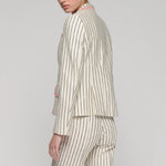 VILAGALLO Striped Jacket with Red Trim in White/Navy