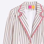 VILAGALLO Striped Jacket with Red Trim in White/Navy