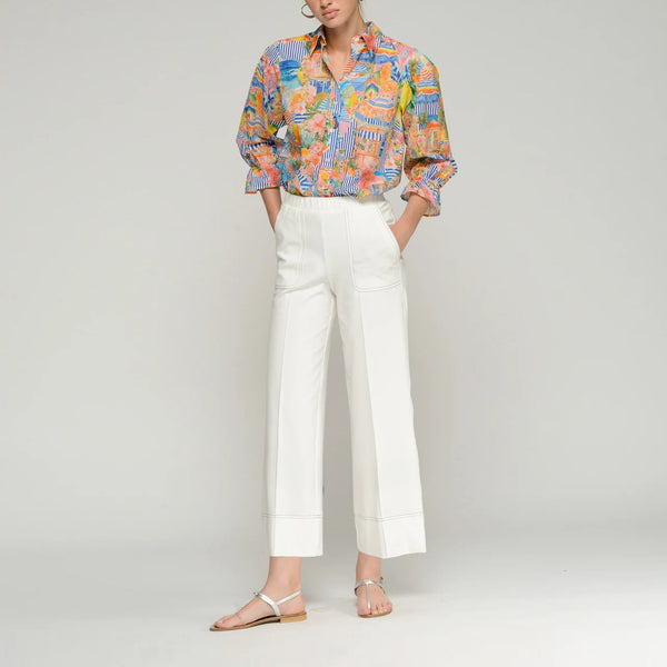 VILAGALLO Wide Leg Trousers in White