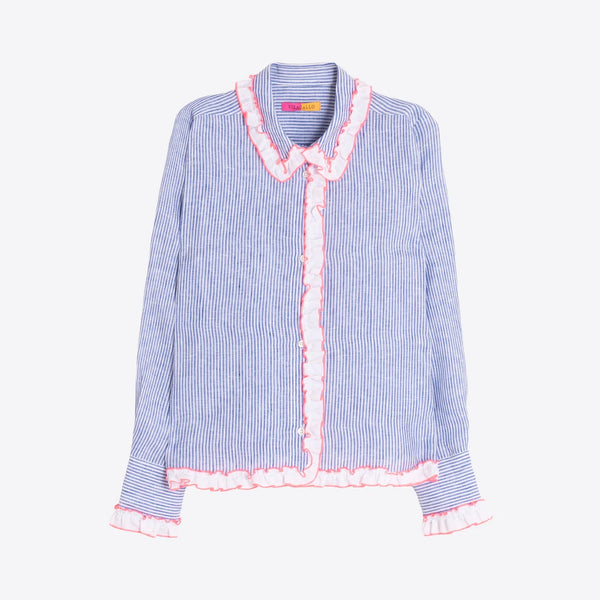 VILAGALLO Pia Stripe Shirt in Blue