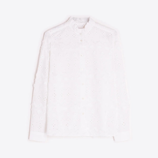VILAGALLO Broderie Fringe Shirt in White