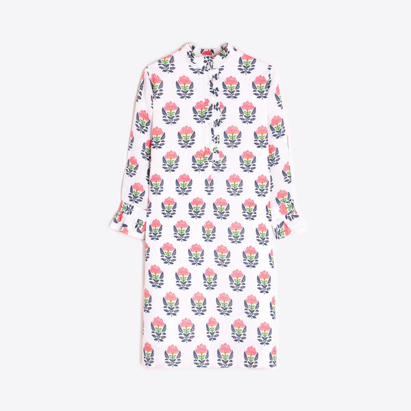 VILAGALLO Indian Flower Dress in White