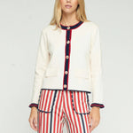 VILAGALLO Frilled Edge Jacket in Cream