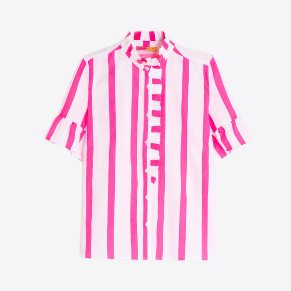 VILAGALLO Chino Striped Shirt in Pink