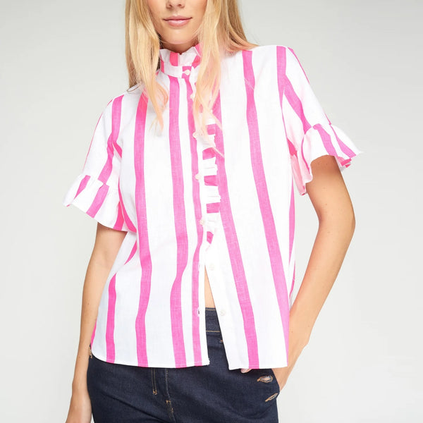 VILAGALLO Chino Striped Shirt in Pink