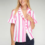 VILAGALLO Chino Striped Shirt in Pink