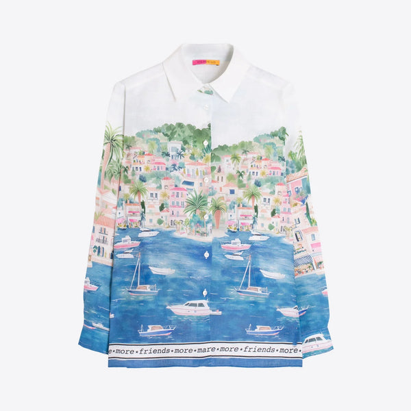 VILAGALLO Puerto Banas Print Shirt in Blue