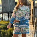 VILAGALLO Puerto Banas Print Shirt in Blue