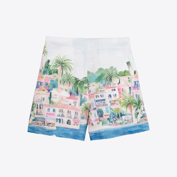 VILAGALLO Puerto Banas Print Shorts in Blue