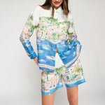 VILAGALLO Puerto Banas Print Shorts in Blue