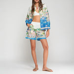 VILAGALLO Puerto Banas Print Shorts in Blue