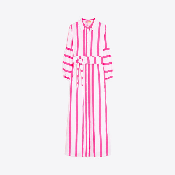 VILAGALLO Alejandra Stripe Dress in Pink