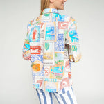 VILAGALLO Travel Stamp Print Shirt in Multi