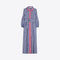 VILAGALLO Gingham Plaid Dress with Floral Trim in Navy